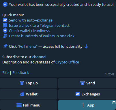 Telegram Wallet Menu