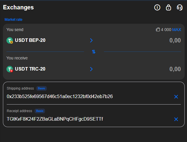 Crypto exchange pair