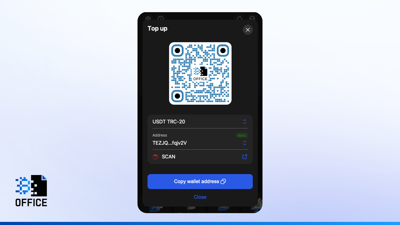 Crypto Office Top Up with TRC20