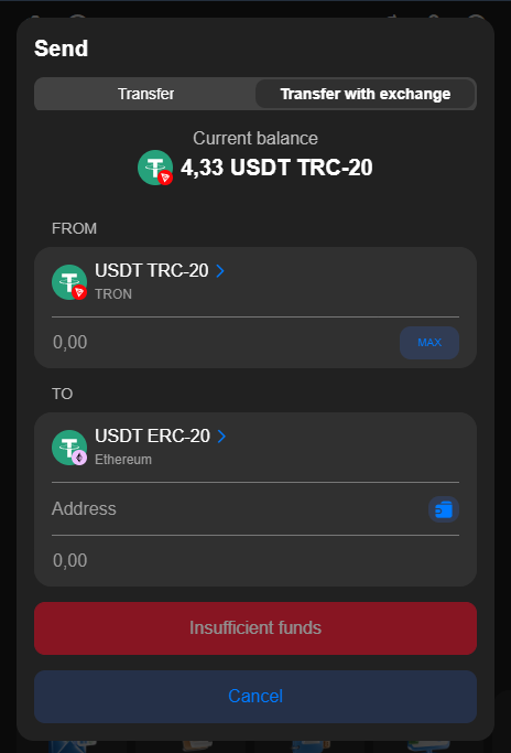 Sending Crypto with Exchange