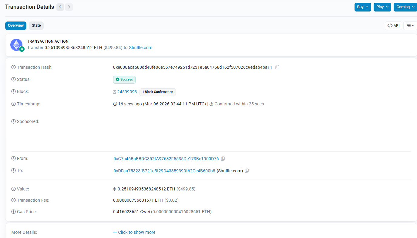 Проверка транзакции в ETH