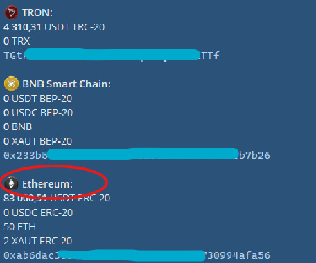 Assets in Ethereum wallet