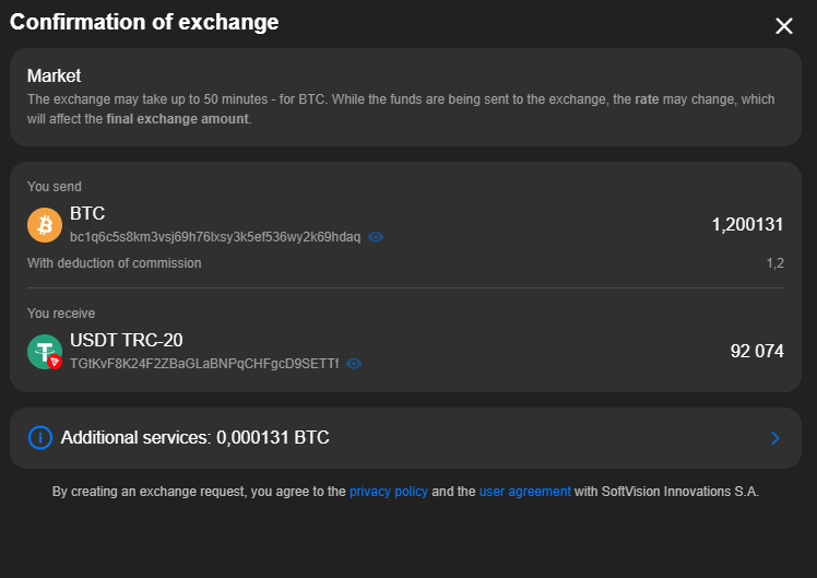 Confirmation of Exchange