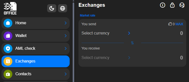 Exchanges in crypto wallet