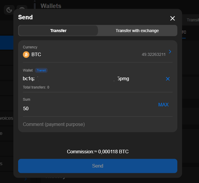 BTC sending guide