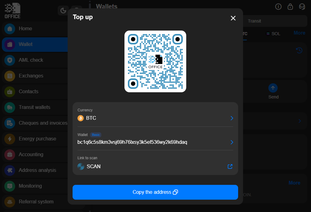 Recieving BTC with QR code
