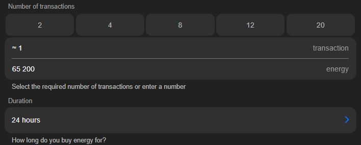 Energy Transactions Settings