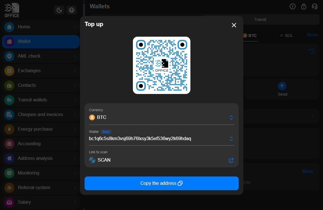 Accepting crypto donations in telegram with QR