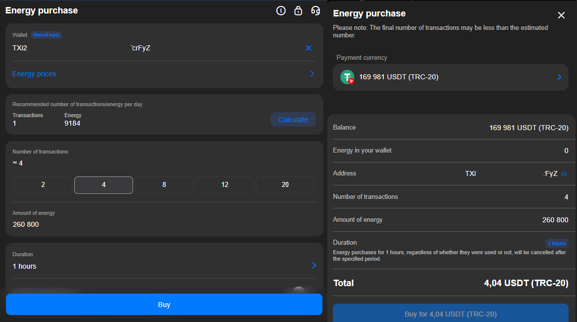 TRON Energy Purchasing
