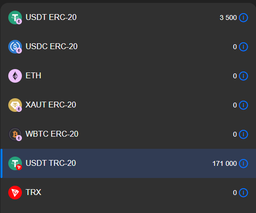 Choosing crypto currency to transfer