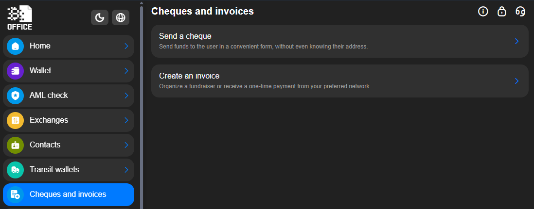 Cheques and Invoices in crypto wallet