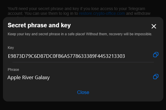 Secret Phrase and Key