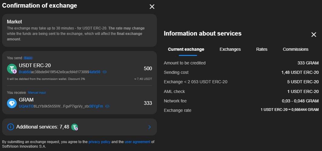 Exchange Confirmation