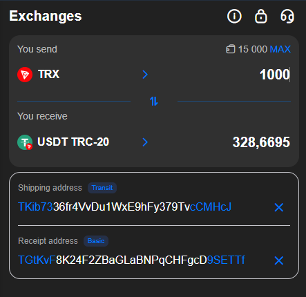 USDT to TRX Exchange