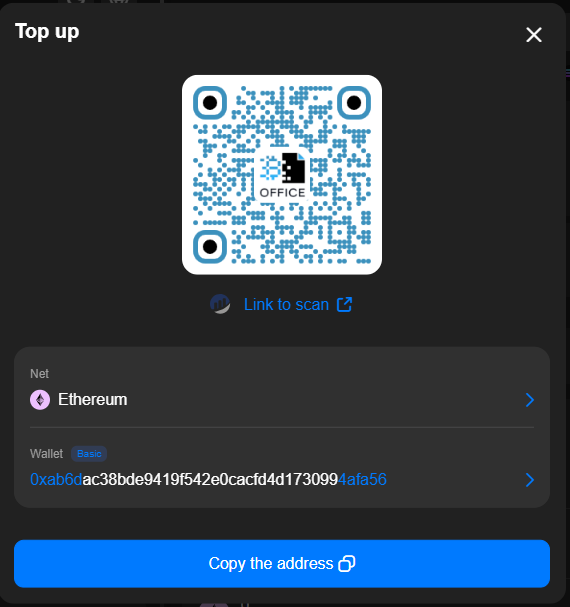 Crypto top up with qr code