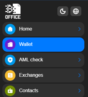 Wallet menu