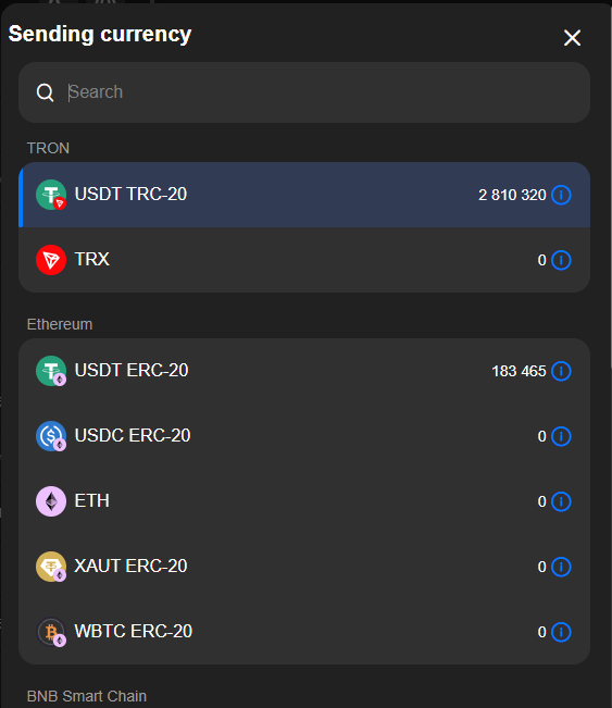 Cryptocurrency selection
