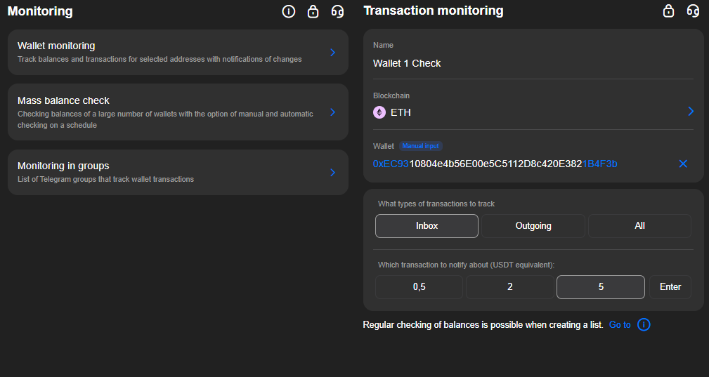 Monitoring Settings